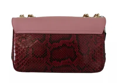 Pre-owned Dolce & Gabbana Pink Red Exotic Skins Gold Chain Purse Lucia Leather Women's Bag ()