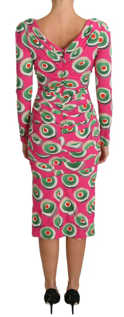 Dolce & Gabbana Pink Silk Cup Cake Sheath Stretch  Dress In Multi