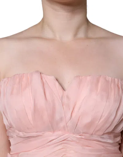 Pre-owned Dolce & Gabbana Pink Silk Strapless Maxi A-line Gown Women's Dress ()