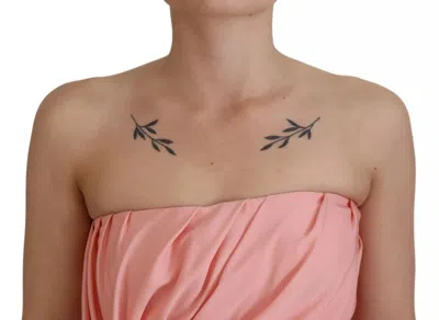 Pre-owned Dolce & Gabbana Pink Silk Stretch Strapless Sheath Midi Women's Dress ()