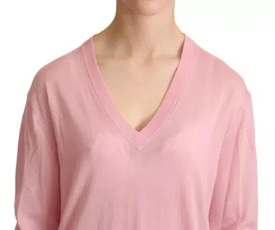 Pre-owned Dolce & Gabbana Pink V-neck Women Pullover Cashmere Women's Sweater ()