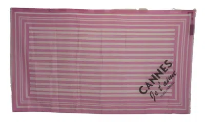 Pre-owned Dolce & Gabbana Pink White Striped Cannes Wrap Shawl Women's Scarf ()