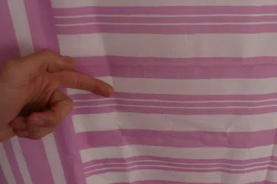 Pre-owned Dolce & Gabbana Pink White Striped Cannes Wrap Shawl Women's Scarf ()