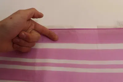 Pre-owned Dolce & Gabbana Pink White Striped Cannes Wrap Shawl Women's Scarf ()