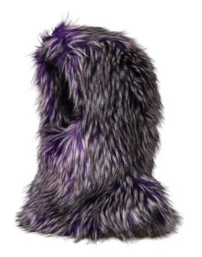 Dolce & Gabbana Purple Faux Fur Whole Head Wrap Women's Hat In Purple