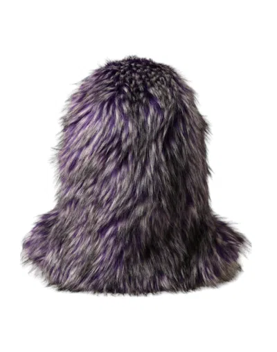 Dolce & Gabbana Purple Faux Fur Whole Head Wrap Women's Hat In Purple