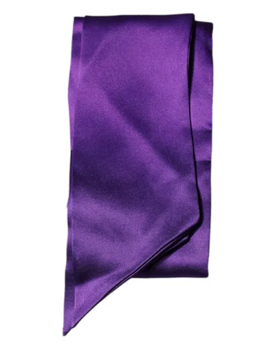 Dolce & Gabbana Purple Satin Silk Skinny Neck Foulard Women's Scarf In Purple