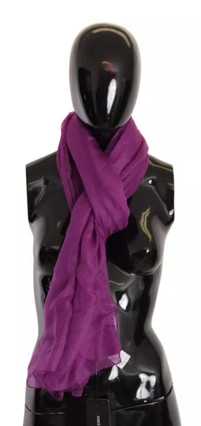 Pre-owned Dolce & Gabbana Purple Solid Cashmere Silk Shawl Wrap Women's Scarf ()