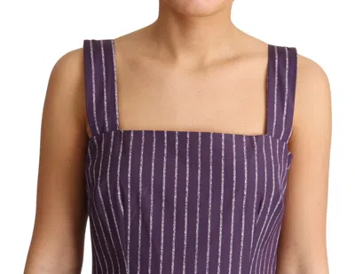 Dolce & Gabbana Purple Striped Cotton A-line Stretch Dress