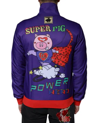 Pre-owned Dolce & Gabbana Purple Year Of The Pig Full Zip Bomber Men's Jacket ()
