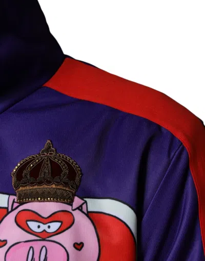 Pre-owned Dolce & Gabbana Purple Year Of The Pig Full Zip Bomber Men's Jacket ()