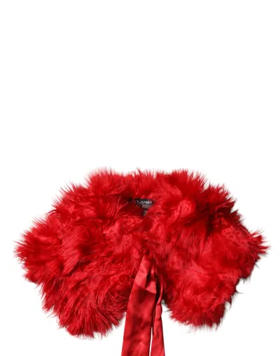 Dolce & Gabbana Red Alpaca Fur Women Neck Warmer Winter Scarf In Red