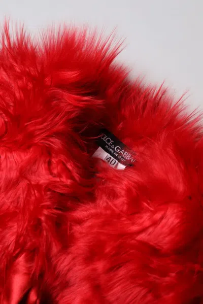Dolce & Gabbana Red Alpaca Fur Women Neck Warmer Winter Scarf In Red
