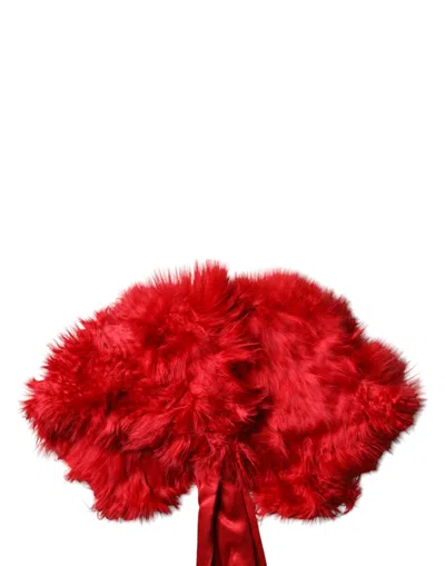 Dolce & Gabbana Red Alpaca Fur Women Neck Warmer Winter Scarf In Red