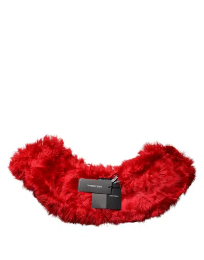 Dolce & Gabbana Red Alpaca Fur Women Neck Warmer Winter Scarf In Red