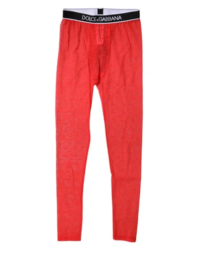 Dolce & Gabbana Red Logo Lace Lingerie Tight Pants Women's Underwear In Red