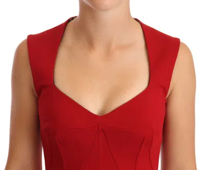 Dolce & Gabbana Red Sweetheart Sleeveless Midi Stretch Dress In Red