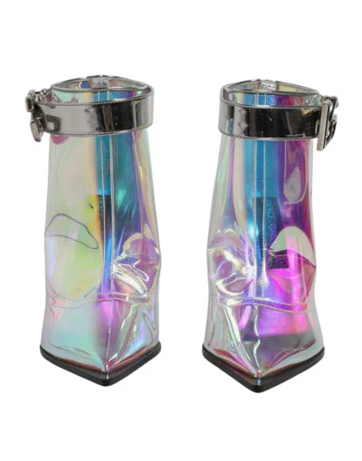 Pre-owned Dolce & Gabbana Shoes Silver Iridescent Pointed Short Women's Boots ()