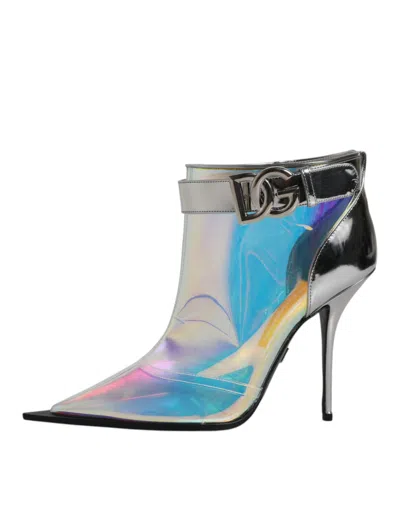 Pre-owned Dolce & Gabbana Shoes Silver Iridescent Pointed Short Women's Boots ()