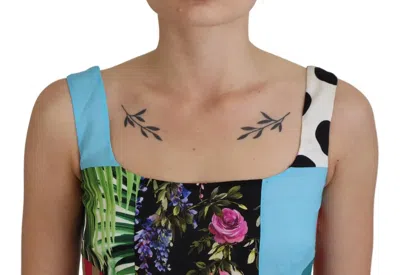 Pre-owned Dolce & Gabbana Silk Multicolor Patchwork Sheath Maxi Women's Dress ()