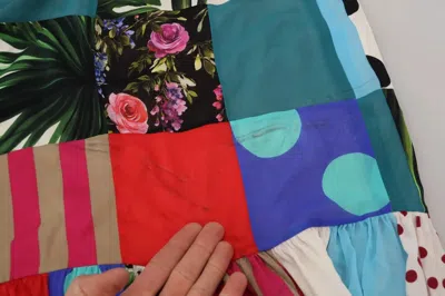 Pre-owned Dolce & Gabbana Silk Multicolor Patchwork Sheath Maxi Women's Dress ()