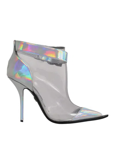 Pre-owned Dolce & Gabbana Silver Iridescent Pointed Short Boots Women's Shoes ()