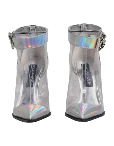 Pre-owned Dolce & Gabbana Silver Iridescent Pointed Short Boots Women's Shoes ()