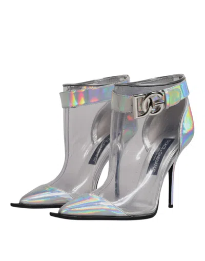 Pre-owned Dolce & Gabbana Silver Iridescent Pointed Short Boots Women's Shoes ()