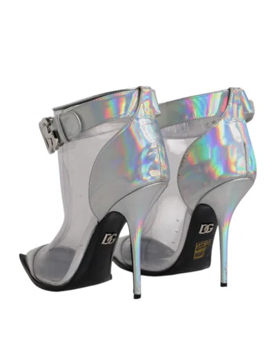 Pre-owned Dolce & Gabbana Silver Iridescent Pointed Short Boots Women's Shoes ()