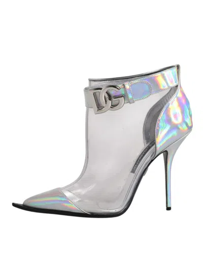 Pre-owned Dolce & Gabbana Silver Iridescent Pointed Short Boots Women's Shoes ()