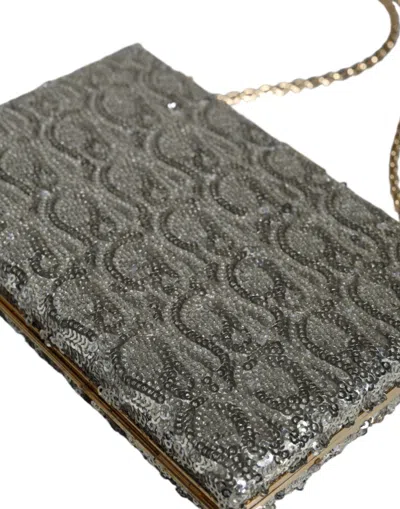 Pre-owned Dolce & Gabbana Silver Sequined Clutch Evening Crossbody Women's Bag ()