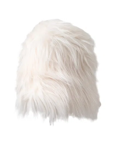 Dolce & Gabbana White Acrylic Fur Womens Bucket Hat In White