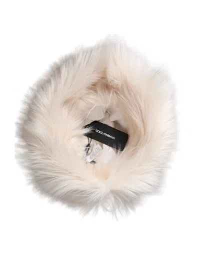 Dolce & Gabbana White Acrylic Fur Womens Bucket Hat In White