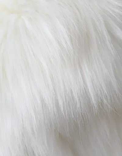 Dolce & Gabbana White Acrylic Fur Womens Bucket Hat In White