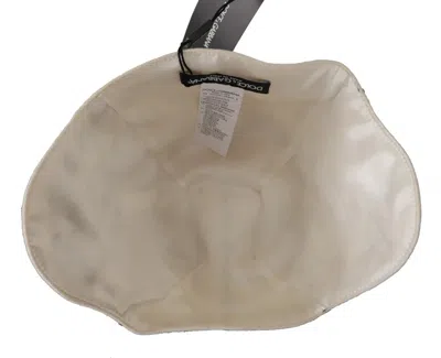 Dolce & Gabbana White Black Wool Embroidered Cameo Brooch Women's Hat In White