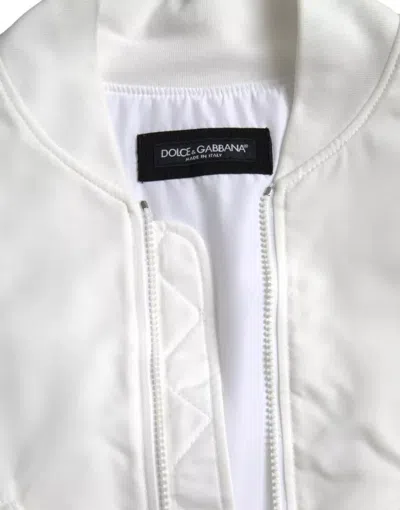 Pre-owned Dolce & Gabbana White Bomber Long Sleeves Full Zip Men's Jacket ()
