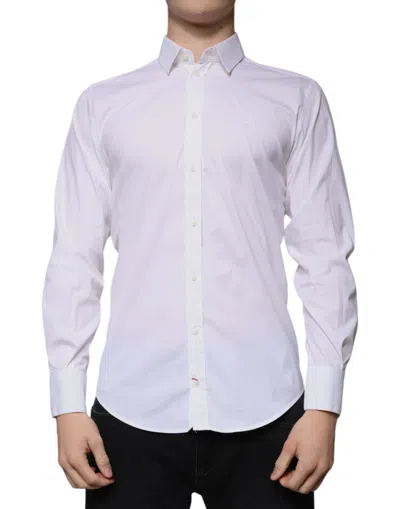 Pre-owned Dolce & Gabbana White Cotton Blend Formal Martini Men's Shirt ()