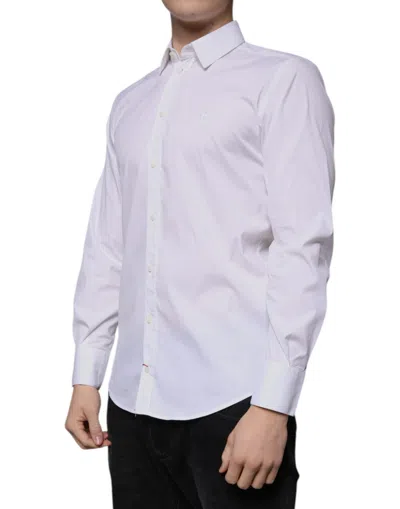 Pre-owned Dolce & Gabbana White Cotton Blend Formal Martini Men's Shirt ()