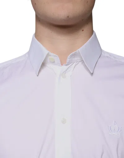 Pre-owned Dolce & Gabbana White Cotton Blend Formal Martini Men's Shirt ()
