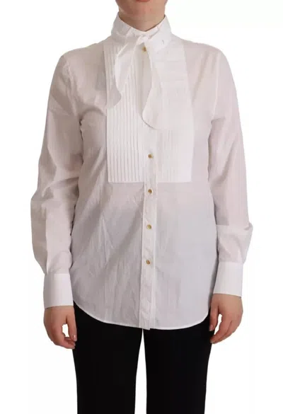 Pre-owned Dolce & Gabbana White Cotton Collared Long Sleeves Formal Shirt Women's Top ()