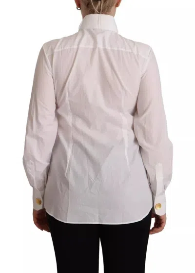 Pre-owned Dolce & Gabbana White Cotton Collared Long Sleeves Formal Shirt Women's Top ()