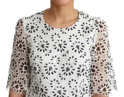 Pre-owned Dolce & Gabbana White Cutout Design Polyester A-line Midi Women's Dress ()