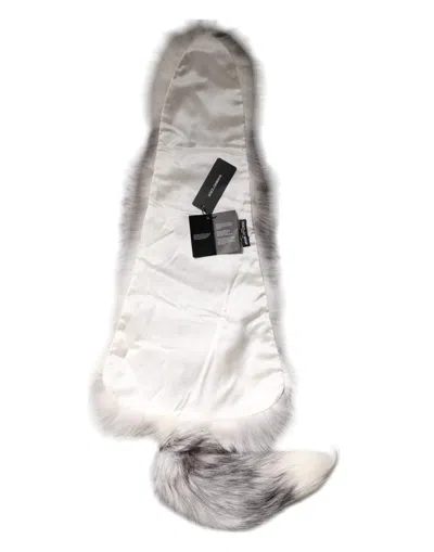 Dolce & Gabbana White Fox Fur Neck Wrap Warmer Winter Women's Scarf In White