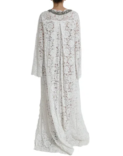 Dolce & Gabbana Elegant White Shift Dress With Crystal Embellishment