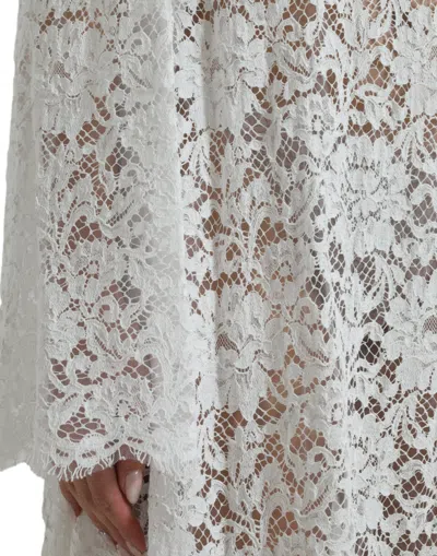 Dolce & Gabbana Elegant White Shift Dress With Crystal Embellishment