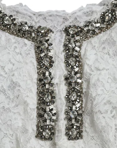 Dolce & Gabbana Elegant White Shift Dress With Crystal Embellishment