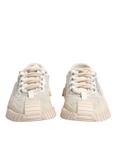 Pre-owned Dolce & Gabbana White Lace Ns1 Low Top Sneaker Sports Women's Shoes ()