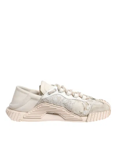 Pre-owned Dolce & Gabbana White Lace Ns1 Low Top Sneaker Sports Women's Shoes ()