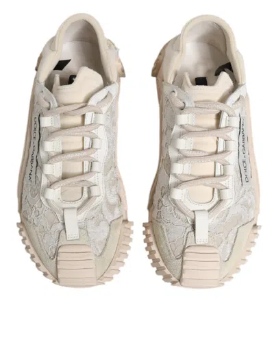Pre-owned Dolce & Gabbana White Lace Ns1 Low Top Sneaker Sports Women's Shoes ()
