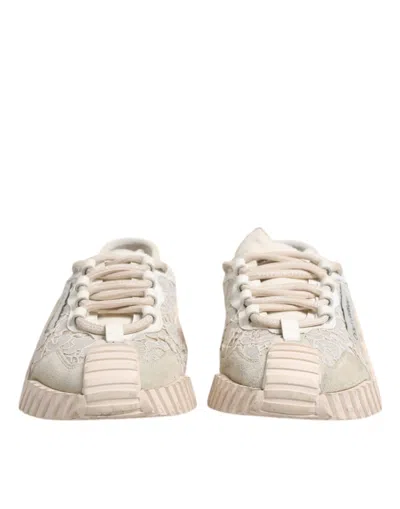 Pre-owned Dolce & Gabbana White Lace Ns1 Low Top Sneaker Sports Women's Shoes ()